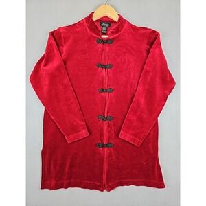 Vintage New York & Company Velvet Jacket Size Medium Red Classic Classy Y2K